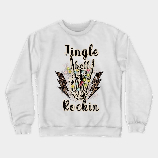 Jingle Bell Rockin' Christmas Skeleton Dark Humor Crewneck Sweatshirt by ThatVibe